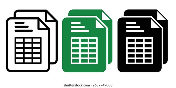 "Ícones de Documento de Planilha em Várias Cores"
