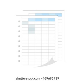 Spreadsheet File Data Financial Statistics Table Bars Graph Vector Illustration Isolated