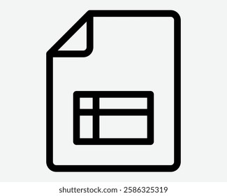 Spreadsheet File Folder Document Paper Save Doc Data Outline Shape Fold Input Icon Black White Symbol Sign Graphic Illustration Vector