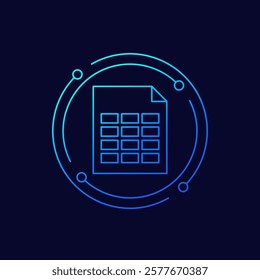 Spreadsheet file icon, linear design