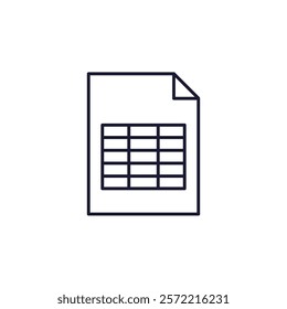 Spreadsheet file line icon on white