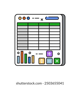 Spreadsheet Fill Color Icon, Vector illustration