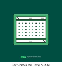 Spreadsheet flat outline icon flat illustration. Financial accounting report concept. office things for planning and accounting, analysis, audit, project management, marketing, research vector