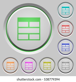 Spreadsheet horizontally merge table cells color icons on sunk push buttons