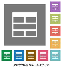 Spreadsheet horizontally merge table cells flat icons on simple color square backgrounds