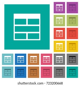 Spreadsheet horizontally merge table cells multi colored flat icons on plain square backgrounds. Included white and darker icon variations for hover or active effects.
