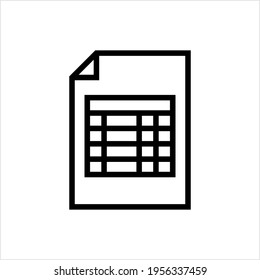 Spreadsheet Icon, Computer File Format Of Data Stored In Tabular Form Vector Art Illustration