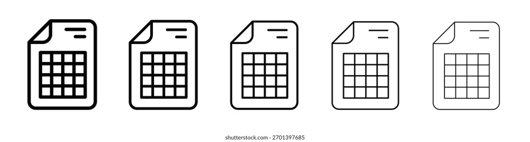 Diseño de icono de hoja de cálculo, logotipo, App, interfaz de usuario. Ilustración vectorial, EPS
