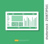 Spreadsheet icon flat illustration. Financial accounting report concept. office things for planning and accounting, analysis, audit, project management, marketing, research vector