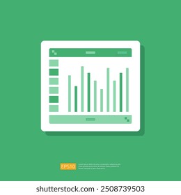 Ícone de planilha ilustração plana. Conceito de relatório de contabilidade financeira. coisas de escritório para planejamento e contabilidade, análise, auditoria, gerenciamento de projetos, marketing, vetor de pesquisa