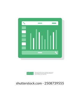 Flache Illustration des Kalkulationstabellen-Symbols. Konzept des Finanzbuchhaltungsberichts. Büro Dinge für Planung und Buchhaltung, Analyse, Audit, Projektmanagement, Marketing, Forschungsvektor