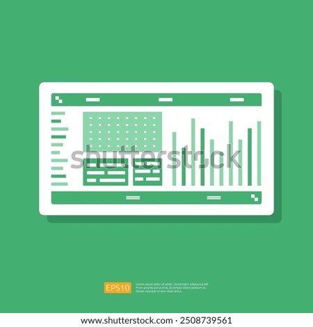 Spreadsheet icon flat illustration. Financial accounting report concept. office things for planning and accounting, analysis, audit, project management, marketing, research vector