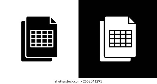 Spreadsheet icon in flat version on black and white background