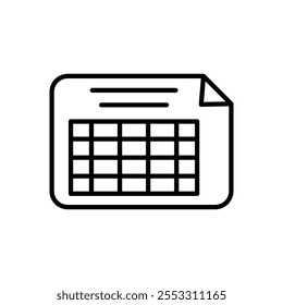 Spreadsheet icon isolated on white background