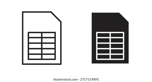 Spreadsheet icon silhouette vector designs. Editable Strokes