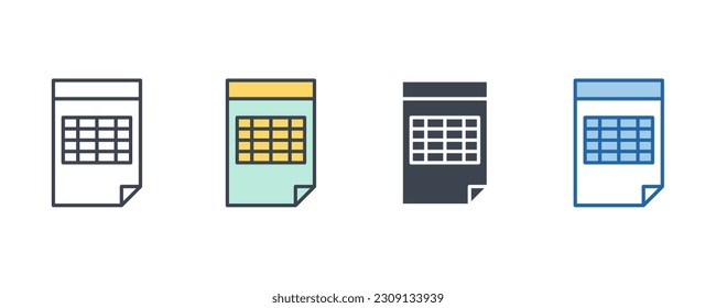 spreadsheet icon symbol template for graphic and web design collection logo vector illustration