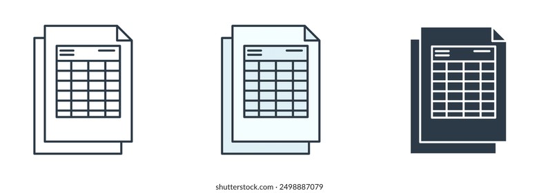 Ilustración vectorial del símbolo del icono de la hoja de cálculo aislada en el fondo blanco
