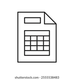 Spreadsheet icon vector isolated on white background.