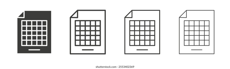 Spreadsheet icons collection. vector set in black color