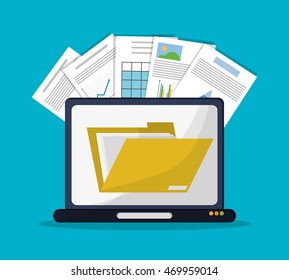 Spreadsheet laptop document infographic icon. Colorful design. Vector illustration