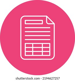 Spreadsheet line circle icon vector image. Can also be used for web apps, mobile apps and print media.