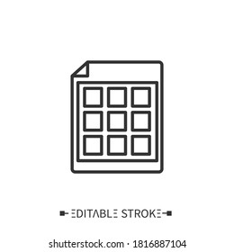 Spreadsheet line icon. Consignment note. Financial accounting. Transportation, storage and logistics service. Inventory tracking and control concept. Isolated vector illustration. Editable stroke 