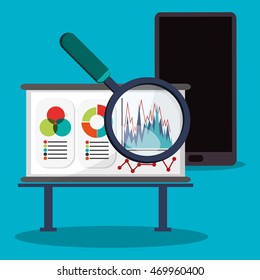Spreadsheet lupe smartphone document infographic icon. Colorful design. Vector illustration