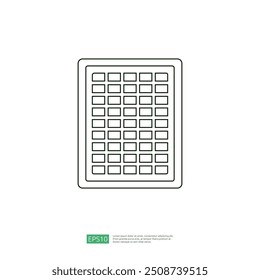 Ícone de contorno da planilha ilustração simples. Conceito de relatório de contabilidade financeira. coisas de escritório para planejamento e contabilidade, análise, auditoria, gerenciamento de projetos, marketing, vetor de pesquisa