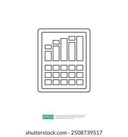 Spreadsheet outline icon flat illustration. Financial accounting report concept. office things for planning and accounting, analysis, audit, project management, marketing, research vector