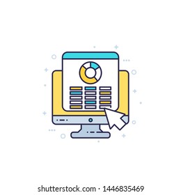 spreadsheet, report icon with outline