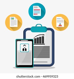 Spreadsheet smartphone document infographic icon. Colorful design. Vector illustration