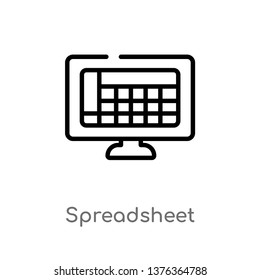 spreadsheet vector line icon. Simple element illustration. spreadsheet outline icon from technology concept. Can be used for web and mobile