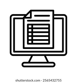 Spreadsheet Vector Lineal Icon On White Background.