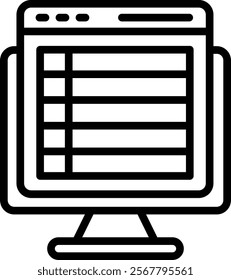 Spreadsheet Vector Lineal Icon On White Background.