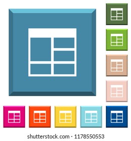 Spreadsheet vertically merge table cells white icons on edged square buttons in various trendy colors