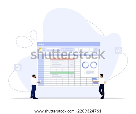 Spreadsheets concept illustration. Suitable for landing page, ui, web, App intro card, editorial, flyer, and banner