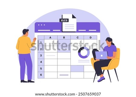 Spreadsheets illustration concept. Illustration for websites, landing pages, mobile applications, posters and banners.