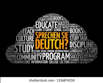 Sprechen Sie Deutch? (Do you speak German?) word cloud, education business concept