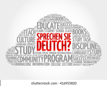 Sprechen Sie Deutch? (Do you speak German?) word cloud, education business concept