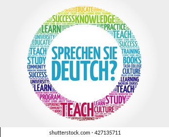 Sprechen Sie Deutch? (Do you speak German?) word cloud, education business concept