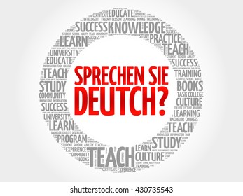 Sprechen Sie Deutch? (Do you speak German?) word cloud, education business concept