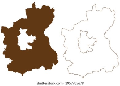 Spree-Neisse district (Federal Republic of Germany, rural district, State of Brandenburg) map vector illustration, scribble sketch Spree Neisse map