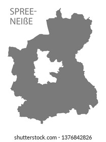 Spree-Neisse grey county map of Brandenburg Germany