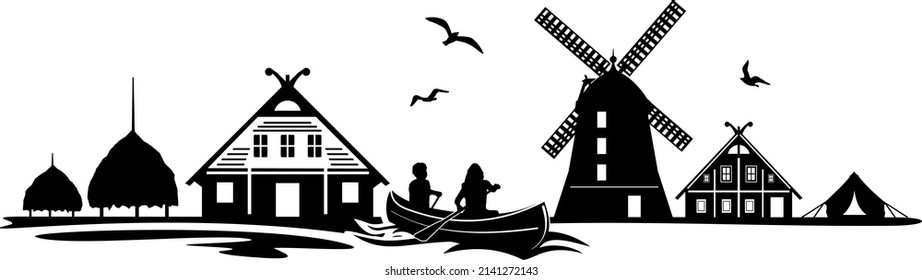 Spreewald Germany Landscape Silhouette Vector