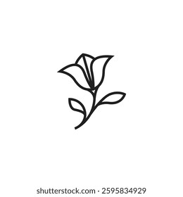 sprig of beautiful small flowers logo vector