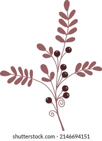 A sprig with berries in brown tones. The vector file will come in handy for your designs.