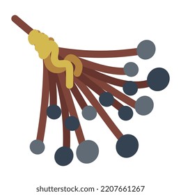 Dibujo vectorial de bayas azules aislado en fondo blanco. Montón de bayas otoñales atadas con una cinta. Estilo sencillo y plano