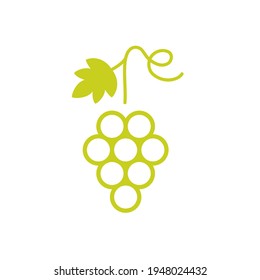 Sprig bunch grapes green linear empty icon sign simple graphic vector illustration.