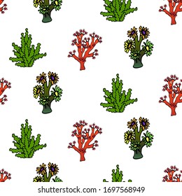 Sprig of coral pattern. Vector hand drawn pattern. Vintage marine sea life sketch