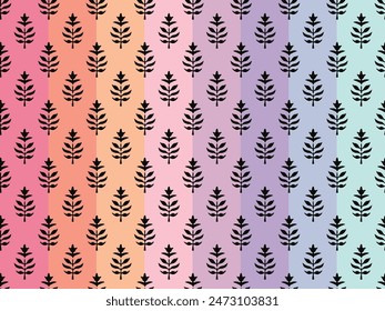 SPRIG CUT OUT PRINT ON COLORFUL RAINBOW BACKGROUND SEAMLESS PATTERN 